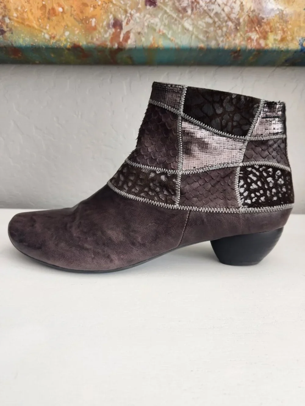 AIDA Brown Leather Patchwork Ankle Boot | 41 (US 9.5)